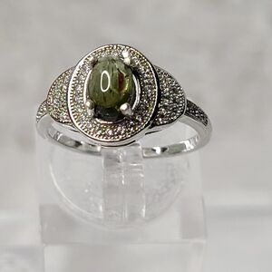 Tourmaline Oval cut Green Cabachon Ring
